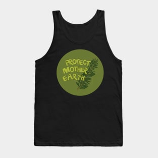 Protect Mother Earth Illustrated Text Badge Climate Activists Tank Top